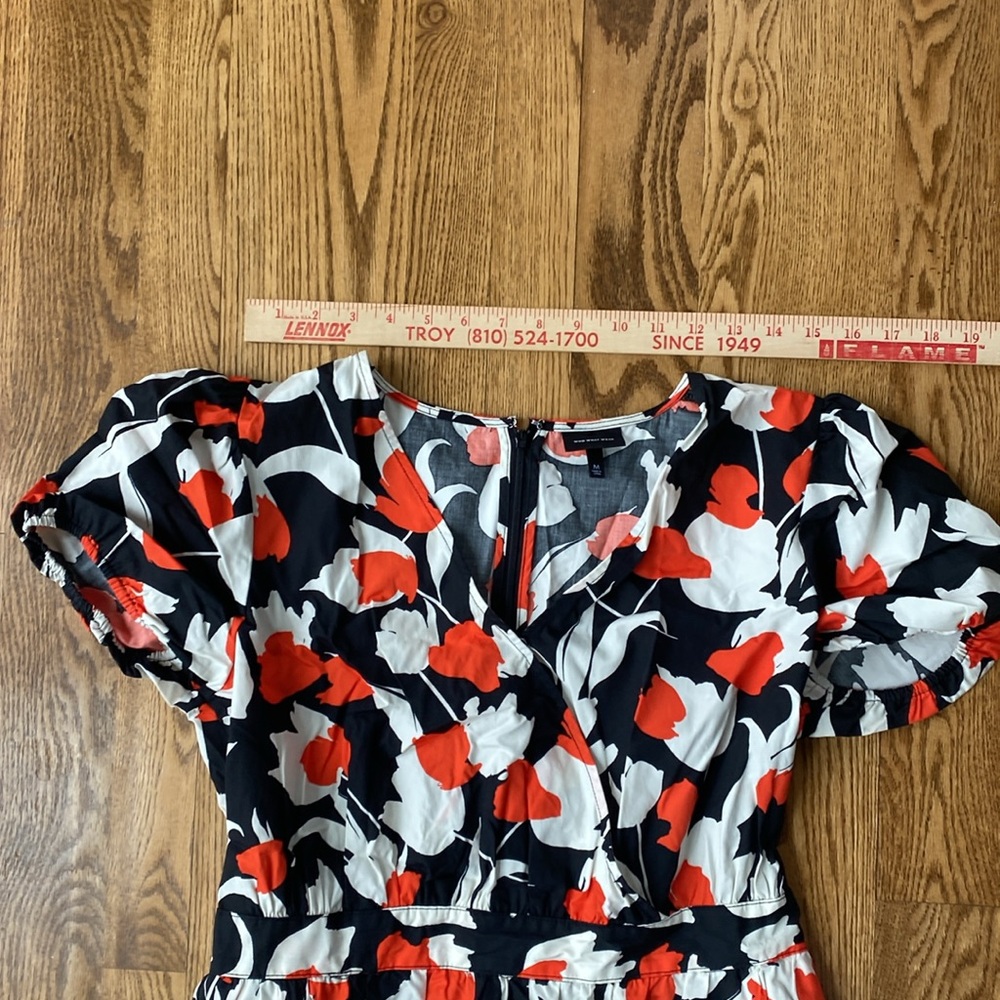 Maxi short sleeve wrap style womens size medium dress flowered picnic party - Picture 11 of 12